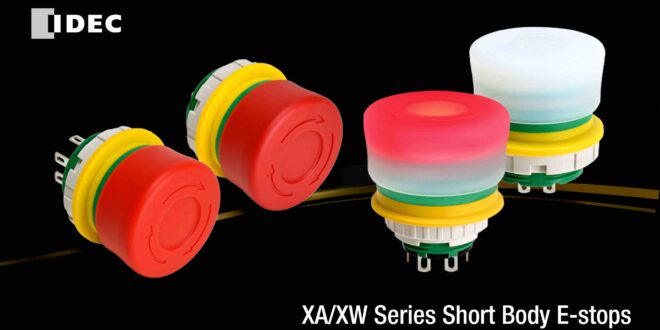 Space-saving emergency stop switches