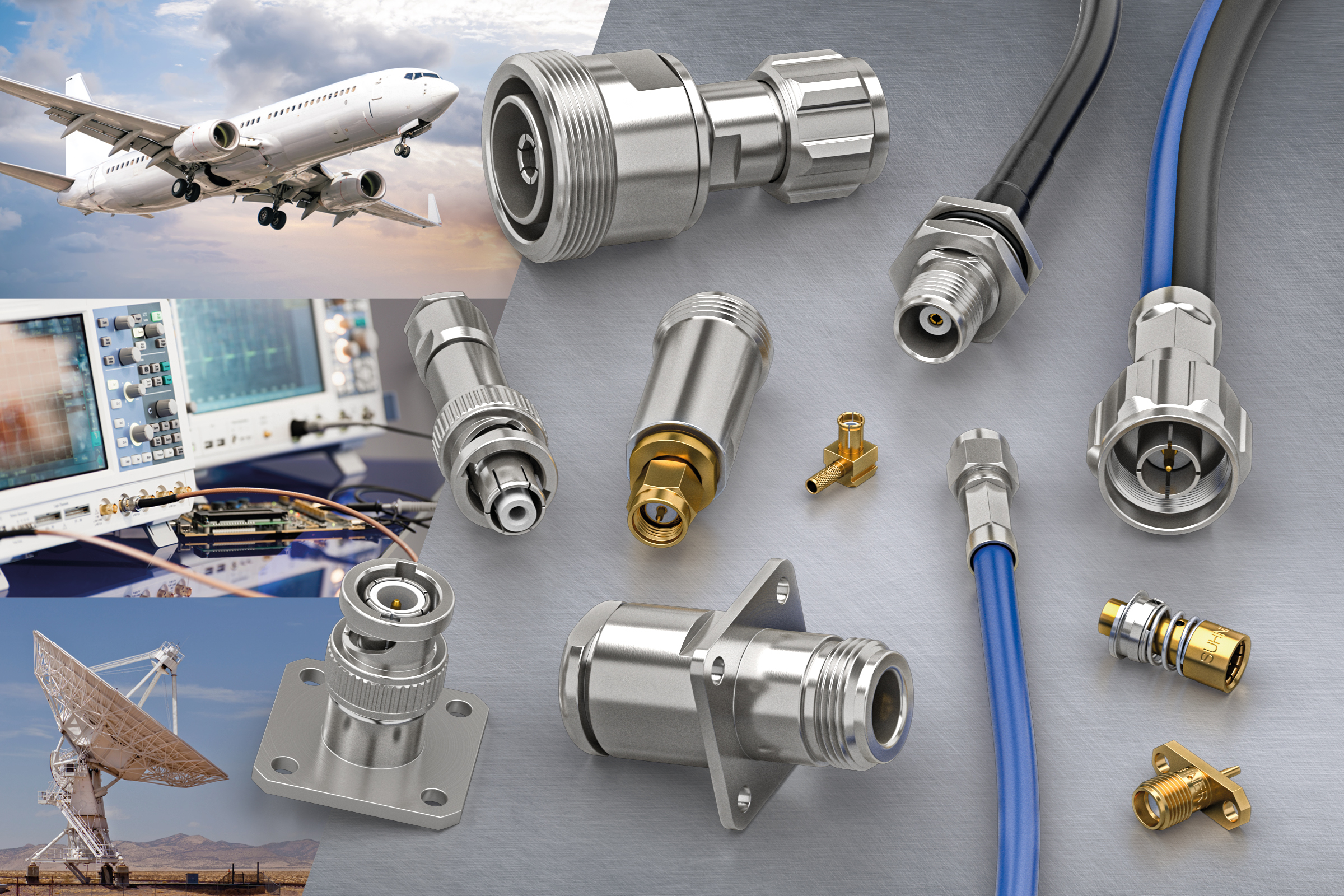 Wide range of Huber+Suhner connectors, cables and accessories available from stock at Lane Electronics
