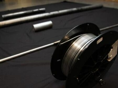 Aluminium-calcium composite used for transmission conductor prototype Aluminium-calcium composite used for transmission conductor prototype