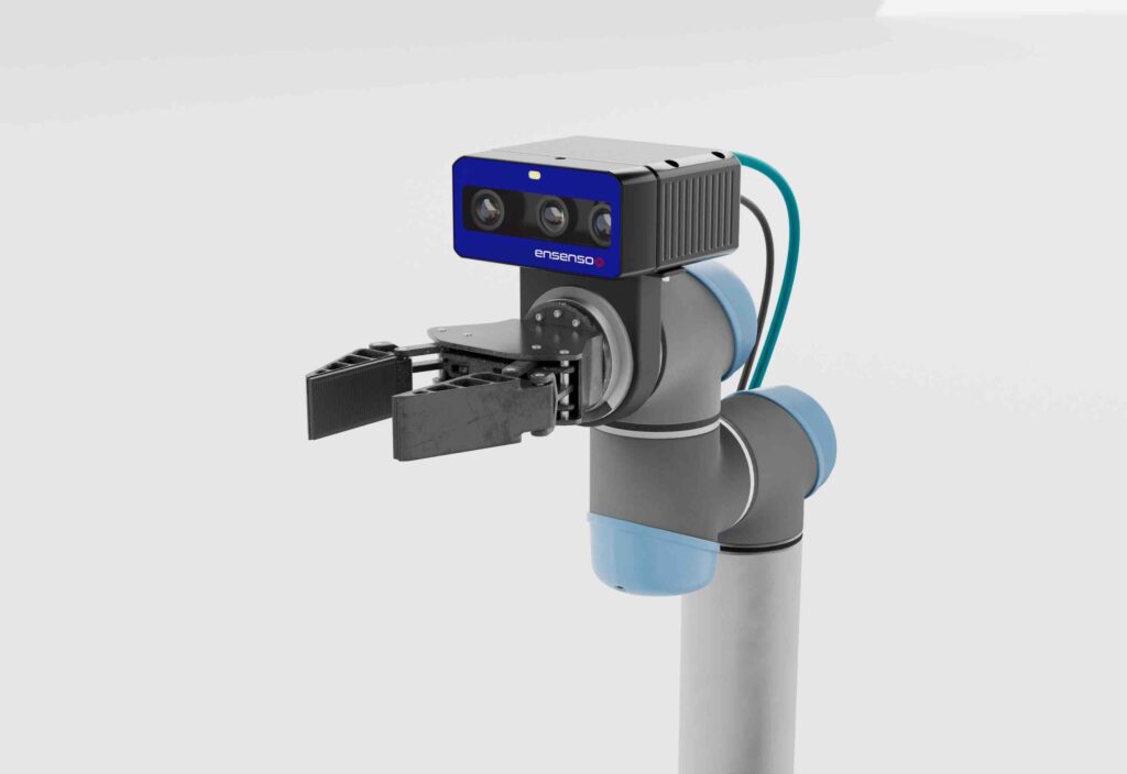 Stereo vision camera provides 3D information from a distance of approximately 20 centimetres Stereo vision camera provides 3D information from a distance of approximately 20 centimetres