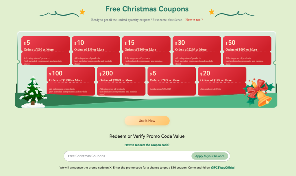 PCBWay Christmas & New Year Big Sales — Get Exclusive Coupons and Various Gifts