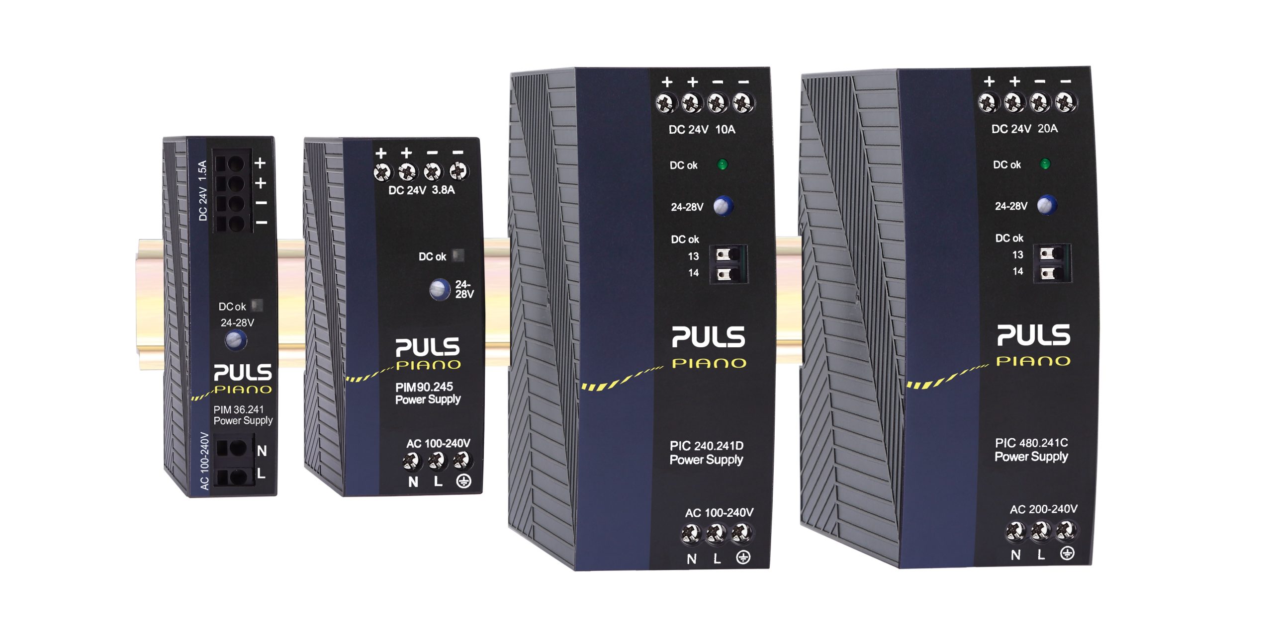 PULS PIANO easy-to-use and cost-effective DIN-rail power supply range
