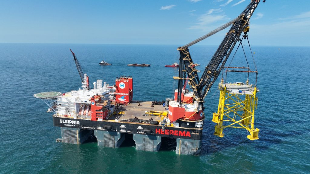 East Anglia THREE offshore converter station jacket beds down in North Sea